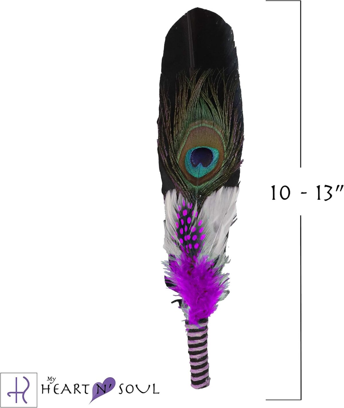 Smudge Feather, Turkey and Peacock, Unique Homecrafted Energy Cleansing Clearing Spiritual Practice House Smudging - Detailed Instructions for Beginners (Purple) - Image 3