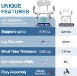 Shower Chair for Inside Shower with Arms and Back, FSA/HSA Eligible 500 lbs Heavy Duty Shower Seat for Bathtub, Height Adjustable Safety Bath Seat for Elderly, Adults, Handicap and Disabled - Image 6
