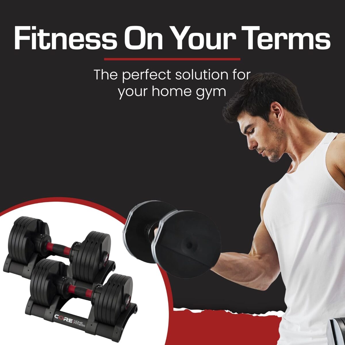 Core Fitness® Adjustable Dumbbell Weight Set by Affordable Dumbbells - Space Saver - Dumbbells for Your Home - Image 7