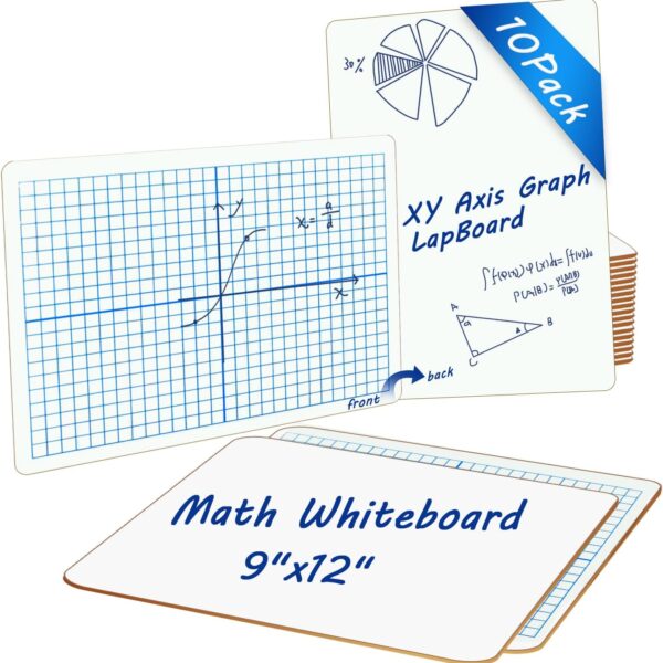10 Pack Double-Sided XY Axis Graph Math Whiteboard Durable Dry Erase Board for Math Practicing in Classroom Math Manipulatives Grid Whiteboard for Students School Supplies
