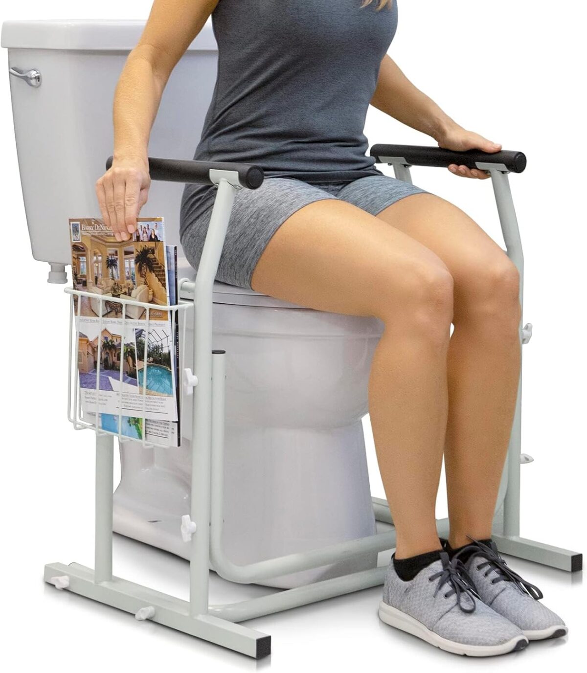 Vive Toilet Safety Frame with Arms (FSA/HSA Eligible) - Toilet Safety Support Rail for Seniors - Toilet Bar with Handles for Elderly, Handicapped & Disabled - Bathroom Assistance Aid to Help Stand - Image 1