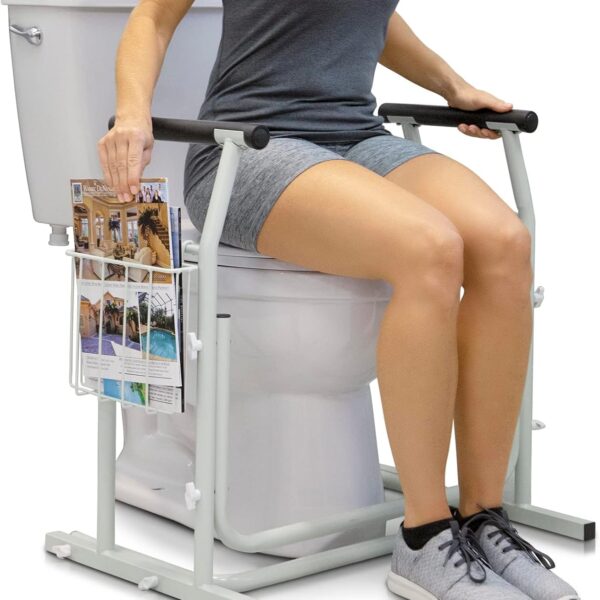 Vive Toilet Safety Frame with Arms (FSA/HSA Eligible) - Toilet Safety Support Rail for Seniors - Toilet Bar with Handles for Elderly, Handicapped & Disabled - Bathroom Assistance Aid to Help Stand