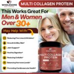 Wholesome Wellness Multi Collagen Protein Powder Hydrolyzed (Type I II III V X) Grass-Fed All-in-One Super Bone Broth + Peptides - Premium Blend of Beef, Chicken, Wild Fish, Eggshell, 58 Servings - Image 4