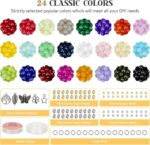 Paodey 6mm Glass Beads Bracelet Making Kit 1400pcs, 24 Colors Crystal Beads for Jewelry Making Round Beads DIY Crafts with Spacer Beads Charms Accessories - Image 2