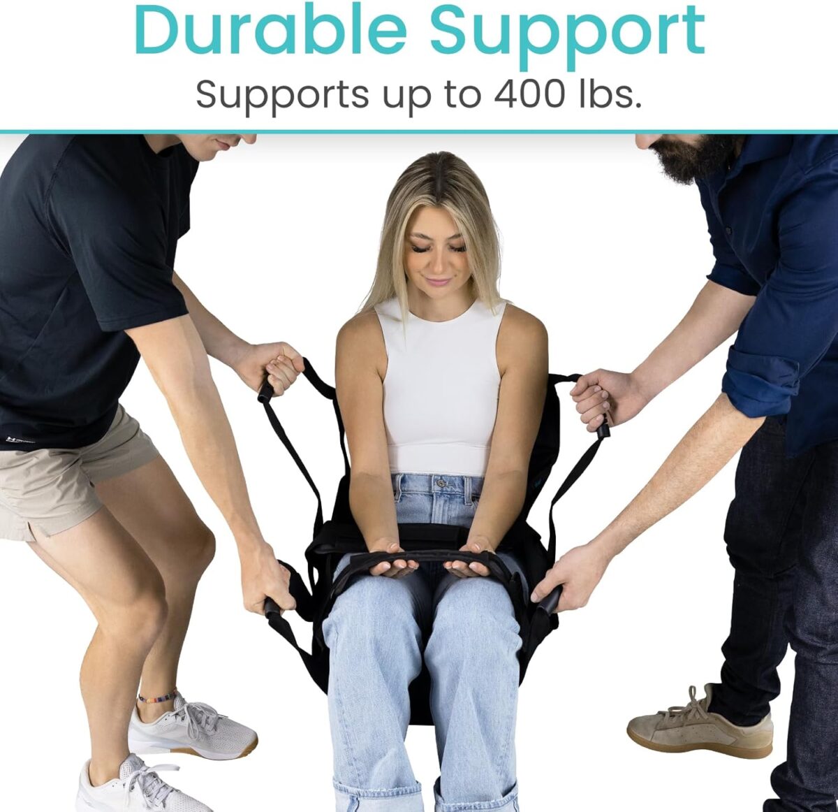 Vive Transfer Sling for Elderly & Disabled - Patient Transfer Lift Assist Device for Wheelchair - Transfer Board Alternative for Stairs, Chairs & Cars - Portable Stair Lift for Seniors & Adults - Image 3
