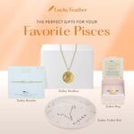 Lucky Feather Zodiac Necklace - 14K Gold-Dipped Constellation Pendant Necklace - Zodiac Sign Birthday Gifts for Women and Girls with Adjustable 16" - 18" Chain - Image 6