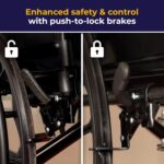Drive Medical SSP118FA-SF Silver Sport 1 Folding Transport Wheelchair with Full Arms and Removable Swing-Away Footrest, Black - Image 3