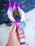 Witch's Wand Feather Smudge Wand Shaman Fan with Selenite Stick Handle and Fallen Feather for Energy Wand, Altar Ritual Wand, Banishing Wand, Pagan Altar, Ceremonial Fans, Celtic, Shamanic Tools - Image 3