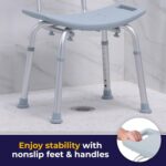 Drive Medical RTL12202KDR Shower Chair with Back, Adjustable Stool with Suction Feet, Shower Seat for Inside Shower or Tub, Bathroom Bench Bath Chair for Elderly and Disabled, 300 LB Weight Cap, Grey - Image 5