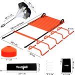 Yes4All Agility Ladder Speed Training Equipment Set - 1 Adjustable Agility Ladder, 12 Soccer Cones, 5 Hurdles, Jump Rope, Running Parachute - Speed & Agility Training Equipment for All Ages - Image 2