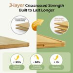 Wood Cutting Board for Kitchen - Reversible Bamboo Cutting Boards Gift Set of 3 with Juice Groove, Wooden Chopping Board for Meat, Fruit, Vegetables & Cheese (Pre Oiled, Natural) - Image 2