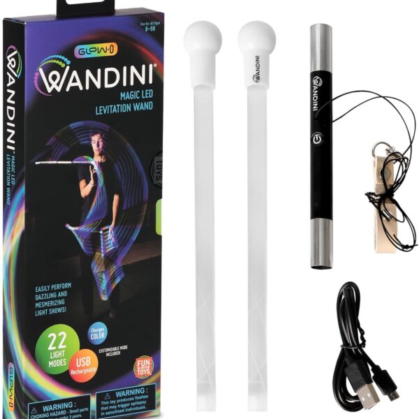 Glow.0 Magic Wand Collapsible LED Levitation Wand - USB Rechargeable Floating Wand - LED Light Wand with 22 Color Light Modes – Patented, Expertly Balanced LED Flow Wand Levitation Stick