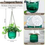 Melphoe 2 Pack Self Watering Hanging Planters Indoor Flower Pots, 6.5 Inch Outdoor Hanging Basket, Plant Hanger with 3Hooks Drainage Holes for Garden Home (Emerald) - Image 6