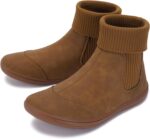 WHITIN Women's Wide Barefoot Ankle Boots | Minimalist Chelsea Styles | Zero Drop | Stacked Sock-like Cuffs