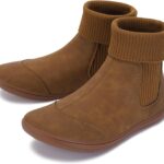 WHITIN Women's Wide Barefoot Ankle Boots | Minimalist Chelsea Styles | Zero Drop | Stacked Sock-like Cuffs