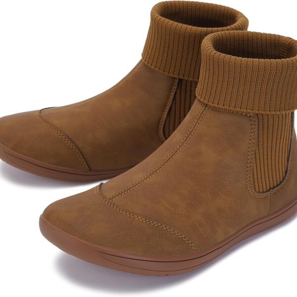 WHITIN Women's Wide Barefoot Ankle Boots | Minimalist Chelsea Styles | Zero Drop | Stacked Sock-like Cuffs