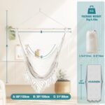 Chihee Hammock Chair Super Large Hanging Chair Soft-Spun Cotton Rope Weaving Chair, Collapsible Strong Metal Spreader Bar Wide Seat Lace Stretch Swing Chair Indoor Outdoor Garden Yard Theme Decoration - Image 4