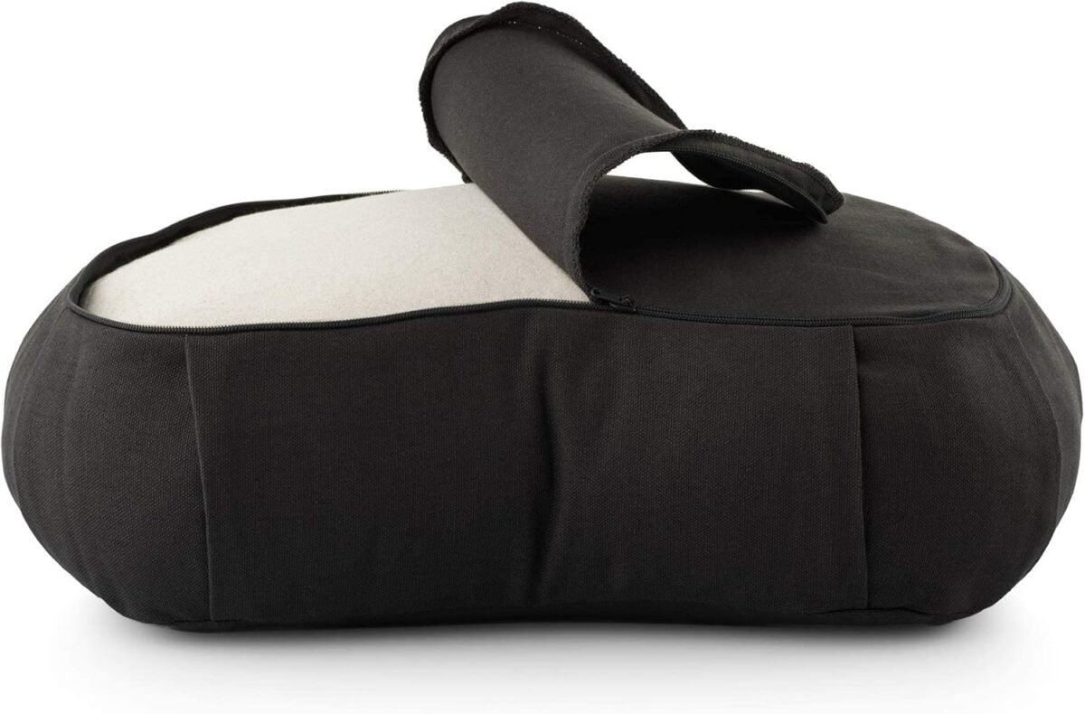 CRESCENT Zafu Meditation Cushion | Organic Cotton | Buckwheat Hulls | Removable Washable Cover - Image 8