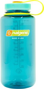Nalgene Sustain Tritan BPA-Free Water Bottle Made with Material Derived from 50% Plastic Waste, 32 OZ, Wide Mouth, Cerulean