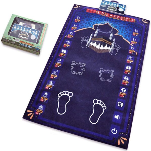 urns Foldable Smart Intelligent Muslim Prayer Rug - Electronic Islamic Prayer Carpet Mat, Adult/Kids, Blue, Medium, Machine-Made Cotton, Non Slip, Spot Clean Only