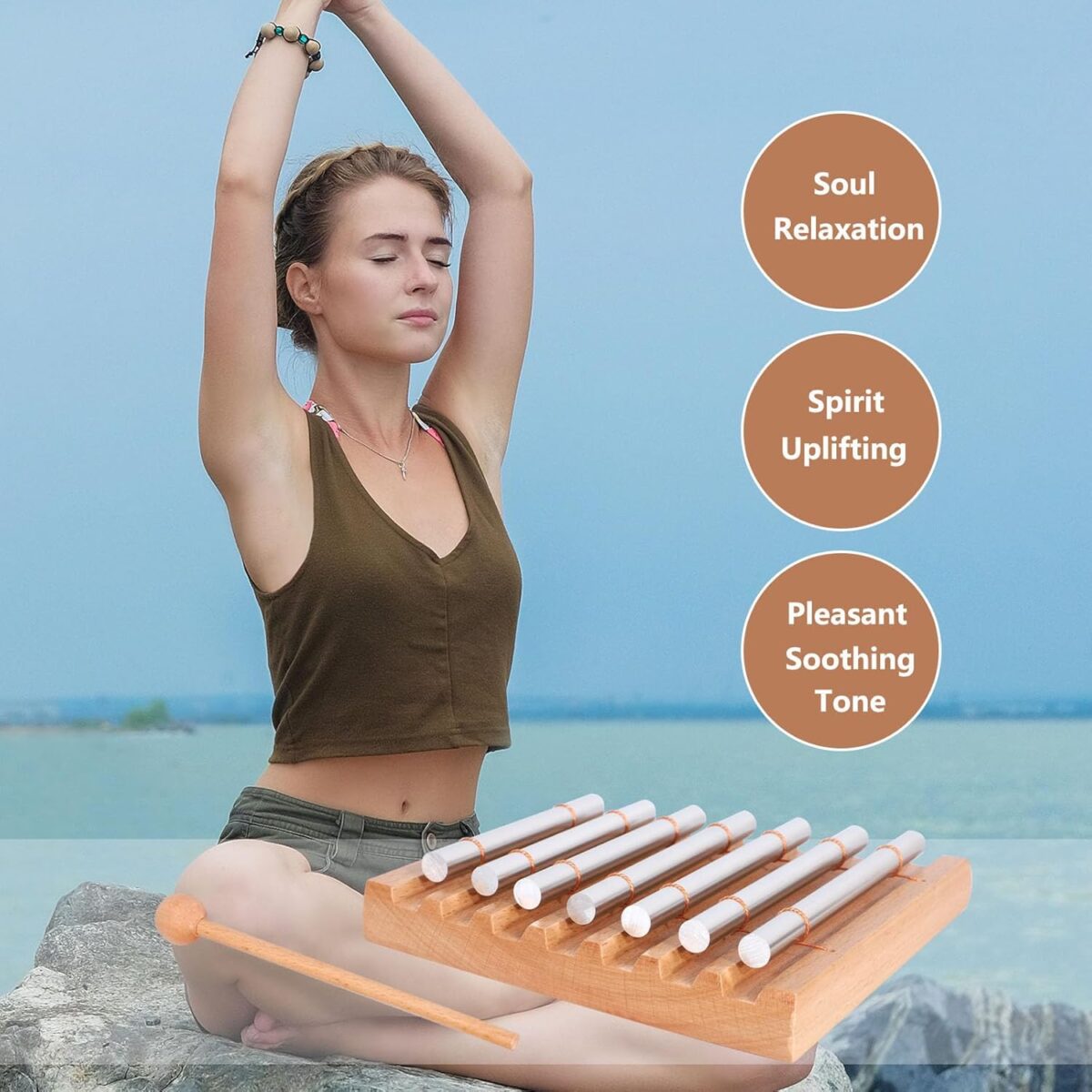 LIEKE 7 Tone Hand Chime Instrument Meditation Chime Mindfulness Bell with Nice Tone For Yoga Meditation Sound Healing Teachers' Classroom Management Tool - Image 5
