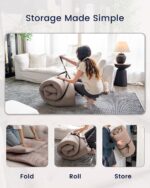 ZonLi Japanese Floor Futon Mattress Queen Size 60"x 80",100% Cotton 2.5'' Thicken Tatami Mattress,Foldable Sleeping Pad,Portable Dormitory Tatami Mat,Roll Up Floor Lounger Bed for Adult (Grey) - Image 5