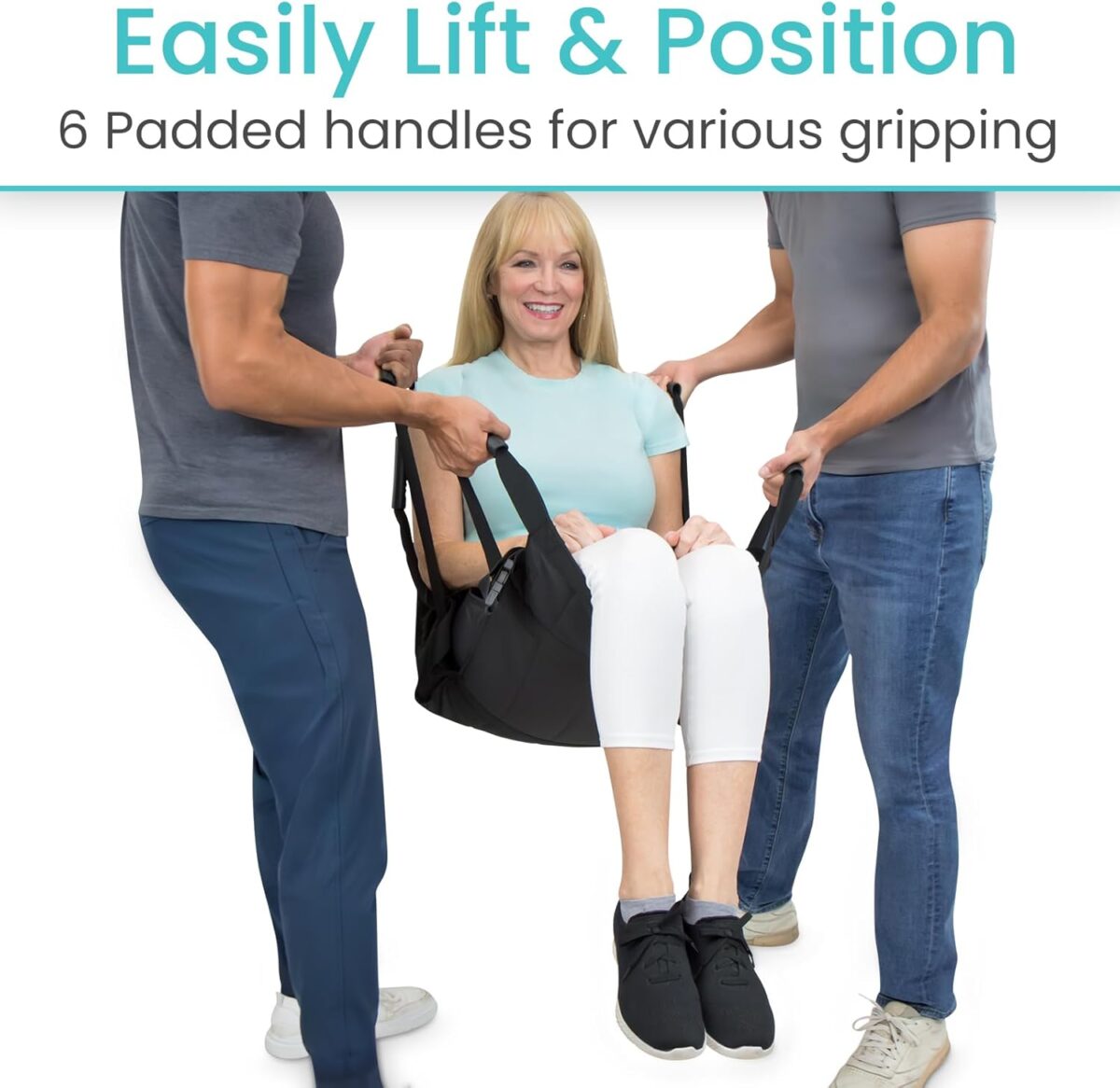 Vive Transfer Sling for Elderly & Disabled - Patient Transfer Lift Assist Device for Wheelchair - Transfer Board Alternative for Stairs, Chairs & Cars - Portable Stair Lift for Seniors & Adults - Image 4