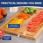 Hiware Wood Cutting Boards for Kitchen, Heavy Duty Bamboo Cutting Board with Juice Groove, Bamboo Chopping Board Set for Meat, Vegetables - Set of 3 - Image 5
