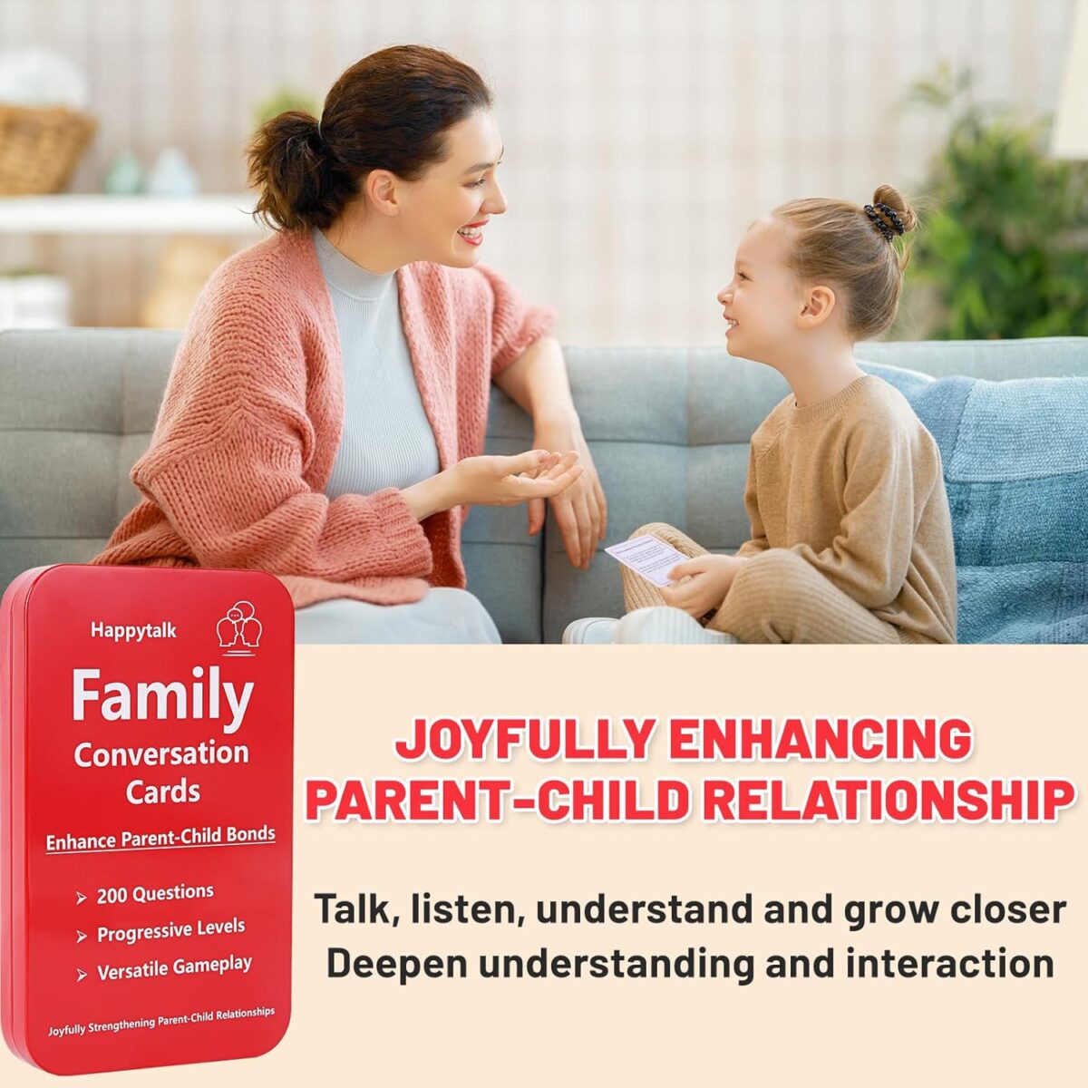 Conversation Cards for Kids - 200 Engaging Questions for Family Game Night, Road Trips & Therapy Games, Perfect for Quality Family Time & Fun Conversations - Image 2