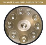Handpan Drum 22 Inches D Minor Kurd, 432Hz 10 Notes Hand Drum Instrument, Premium Steel Hand Drum, Handpan Instrument Handpan Drum for Adults (Gold) - Image 2