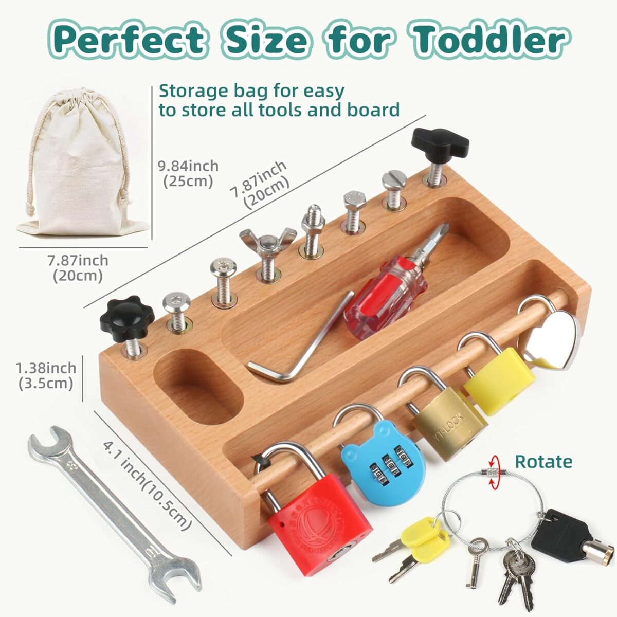 Montessori Screwdriver Board Set Lock and Key Toys Kids Tools Nuts and Bolts Montessori Toys for 3 4 5 Year Old Learning Practical Life Materials Fine Motor Skills Occupational Therapy Games - Image 7