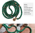 Mala Bead Strand Bracelet, 108 Buddhist Prayer Beads Yoga Meditation Green Malachite Beads Necklace Women man - Image 2