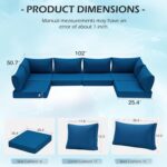 HOMREST Outdoor Replacement Cushions for Patio Furniture,Water-Repellent Sofa Cushion for 6-Seat Rattan Wicker Sectional Patio Conversation Sets,14-Piece Cushions Set for Outdoor Couch-Blue - Image 3