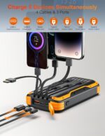 Solar-Power-Bank-Charger, 40000mAh Portable Phone Charger Built in 4 Cables with USB C in/Output, PD 20W Fast Charging External Batter, External Battery Pack with Dual Bright Flashlights - Image 3