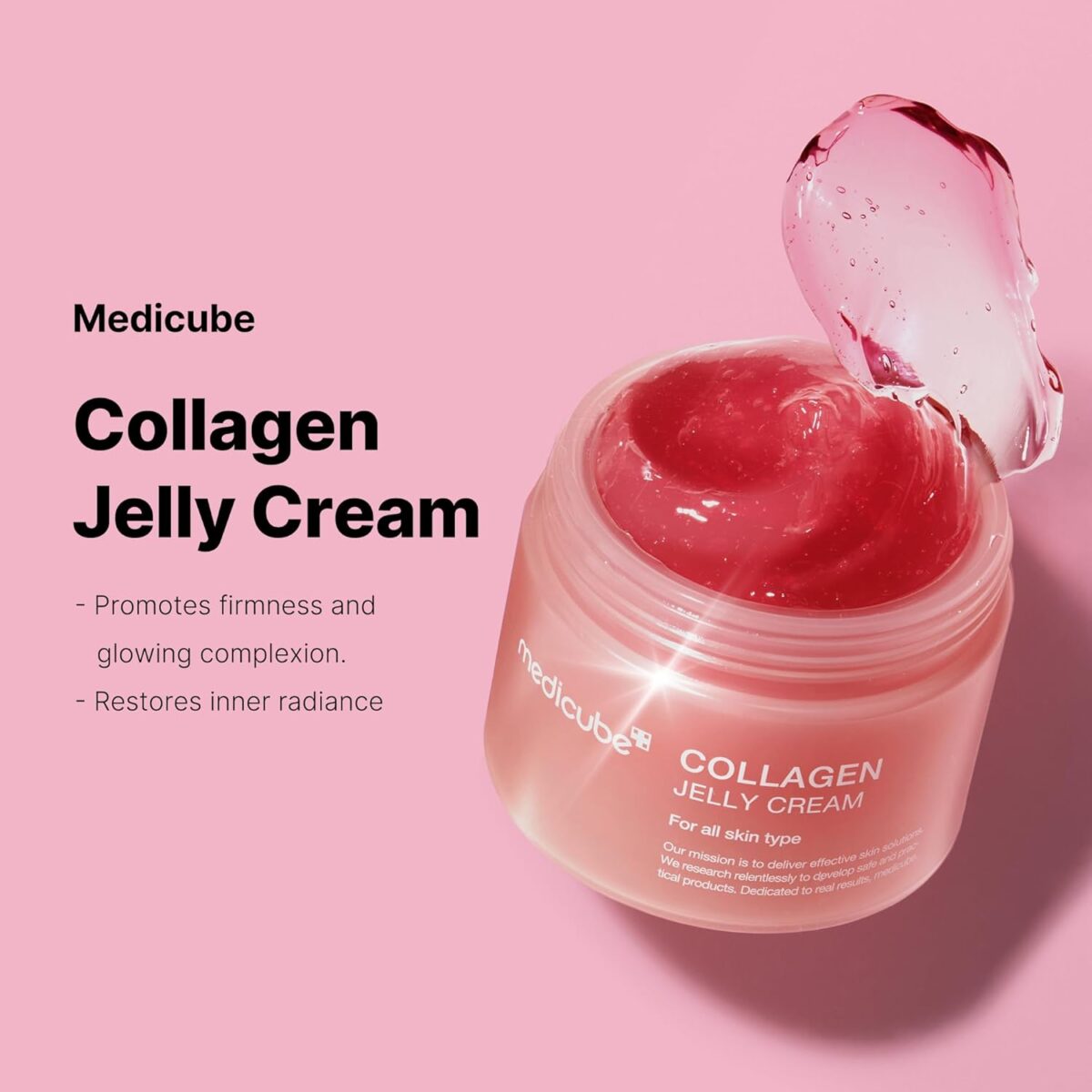 medicube Collagen Jelly Cream- Niacinamide & Freeze-Dried Hydrolyzed Collagen - Boosts skin's barrier hydration and gives 24h Glow & Lifted Look - No artificial color, Korean skincare (3.71 fl.oz.) - Image 4