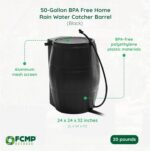 FCMP Outdoor Raincatcher, Flat-Back Rain Barrel with Spigots, 50-Gallon, Black - Image 8