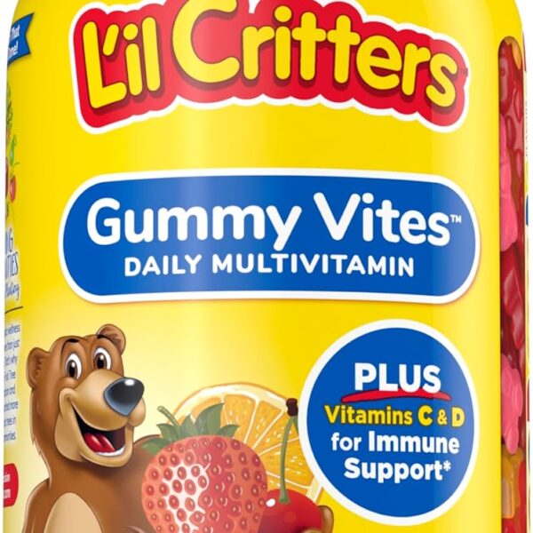 L'il Critters Gummy Vites Daily Kids Gummy Multivitamins Assorted Fruit Flavors for Ages 2+ Toddlers & Kids, Gummy Vitamin with Vitamin C and D, 95-190 Day Supply, 190 Gummies