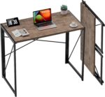 Coavas Small Folding Desk 31.5 inch Foldable Computer Desks, Spaces Saving Writing Table for Bedroom, Home Office, Dorm, Apartment, Kids, Adults, Brown
