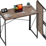 Coavas Small Folding Desk 31.5 inch Foldable Computer Desks, Spaces Saving Writing Table for Bedroom, Home Office, Dorm, Apartment, Kids, Adults, Brown
