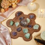 INFUNLY Crystal Grid Board Wooden Geometry Energy Grids Board Practical Divination Board for Crystals Decorative Wooden Board for Stones Geometry Solid Coaster for Home Office Store Table Decoration - Image 7