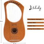Lyre Harp Mulucky 7 Metal Lyre Steel String Bone Saddle Mahogany Lyre Instrument with Tuning Wrench and Black Gig Bag - MLH701 - Image 6
