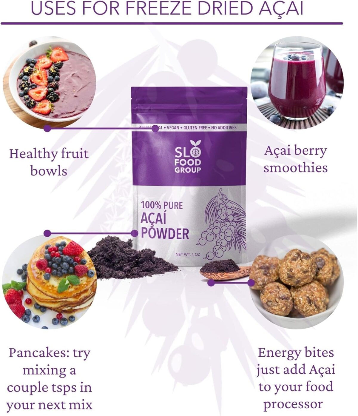 Slofoodgroup Freeze Dried Açaí Powder - Pure Acai Powder from Brazil (.25Lb/4oz Açaí), Acai Fruit Powder - Image 3