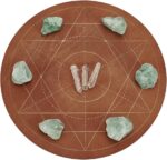 FINGERINSPIRE 10 inches Diameter Wooden Crystal Grid Board Round Sacred Geometry Energy Grids Board Metatron's Cube Crystal Grid Plate for Witchcraft Wiccan Altar Ritual Sacred Space Decor