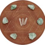 FINGERINSPIRE 10 inches Diameter Wooden Crystal Grid Board Round Sacred Geometry Energy Grids Board Metatron's Cube Crystal Grid Plate for Witchcraft Wiccan Altar Ritual Sacred Space Decor
