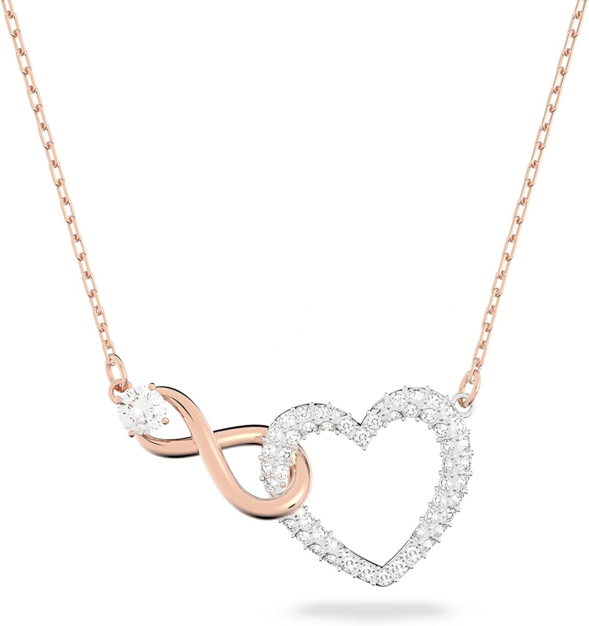 Swarovski Infinity Heart Jewelry Collection, Necklaces and Bracelets, Rose Gold & Rhodium Tone Finish, Clear Crystals - Image 1