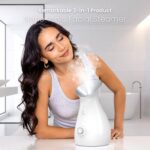NanoSteamer Large 3-in-1 Nano Ionic Facial Steamer with Precise Temp Control - Humidifier - Unclogs Pores - Blackheads - Spa Quality - Bonus 5 Piece Stainless Steel Skin Kit (Silver) - Image 5