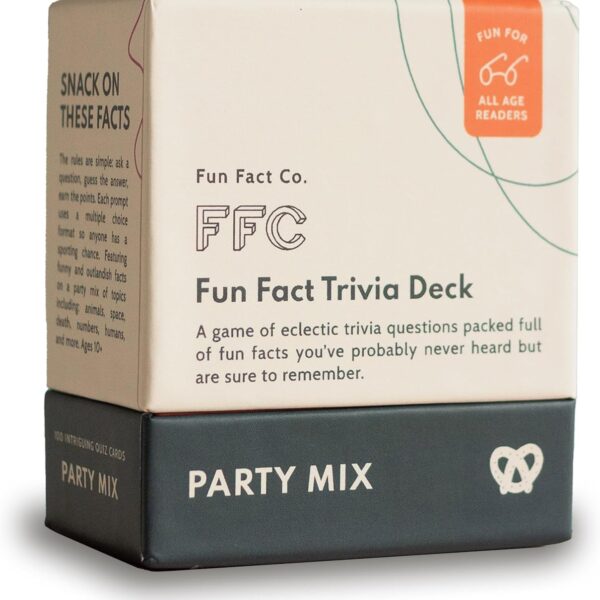 Fun Fact Trivia Game: Party Mix Edition, Family Game Night Essential, 100 Funny & Witty Trivia Question Cards, Educational Game for Kids & Adults