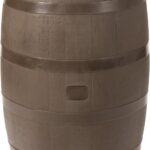 50-Gallon Rain Barrel with Brass Spigot, Flat Back Rain Water Collection Barrel, Walnut Color