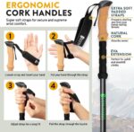 100% Carbon Fiber Trekking Poles by USA Brand - Ultra Strong Lightweight Collapsible Hiking Poles with Cork and EVA Foam Grips & Quick Adjustable Flip Locks - Image 6