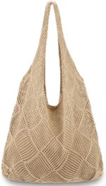 hatisan Crochet Bags for Women - Summer Beach Tote, Aesthetic Hippie Knit Bag